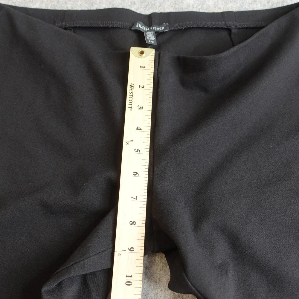 Eileen Fisher Black‎ Viscose Knit Pull On Pants Womens L Minimalist Straight Leg
